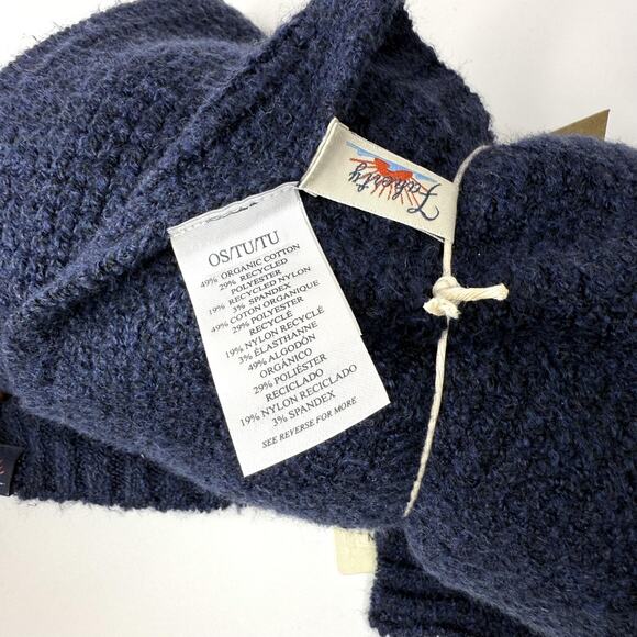 NWT Faherty Jackson Scarf OS Navy Blue Heather Waffle Organic Cotton Blend Knit - Picture 3 of 4